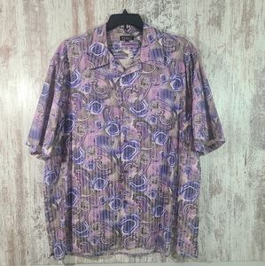 Men's Pronti Collection by Phita Purple Paisley short sleeve shirt size 4X EUC